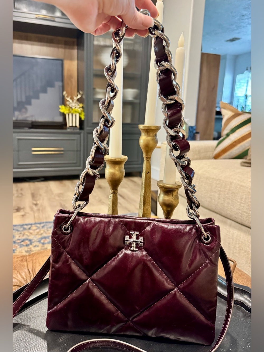 Tory Burch SMALL KIRA DIAMOND QUILT DISTRESSED SHOULDER BAG